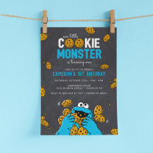 Inbjudan till Cookie Monster Birthday Chalkboard