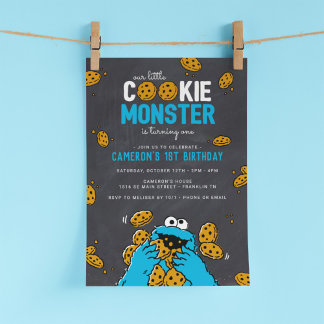 Inbjudan till Cookie Monster Birthday Chalkboard