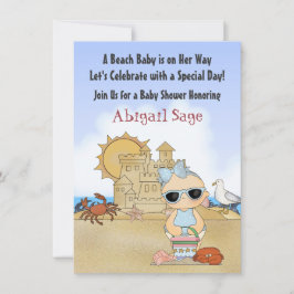 Inbjudan till coola Beach Baby Shower för flickor