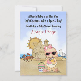 Inbjudan till coola Beach Baby Shower för flickor