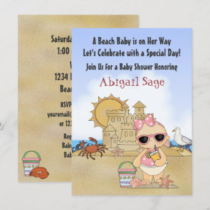 Inbjudan till coola Beach Baby Shower för flickor