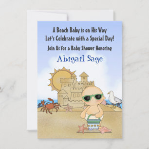 Inbjudan till coola Beach Baby Shower för pojkar