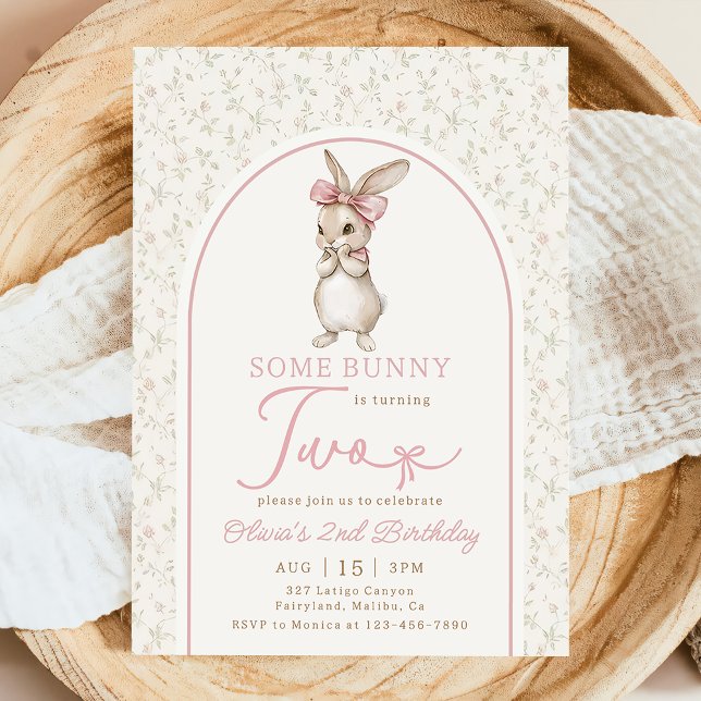 Inbjudan till Coquette Bunny Rabbit Flicka 2-års f (Skapare uppladdad)