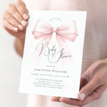 Inbjudan till Coquette Pink Bow Baby Shower