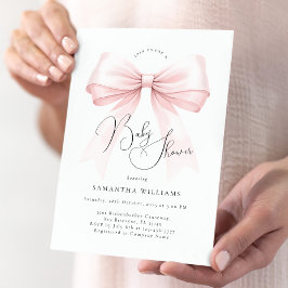 Inbjudan till Coquette Pink Bow Baby Shower