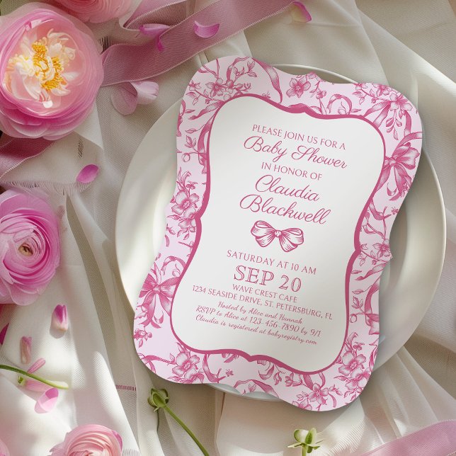 Inbjudan till Coquette Pink Toile Baby Shower (Skapare uppladdad)