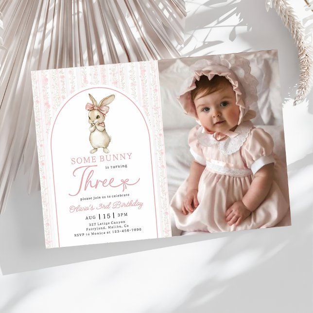 Inbjudan till Coquette Rosa Kanin Kanin 3-års föde (Skapare uppladdad)