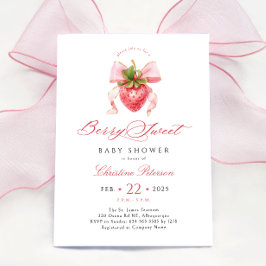 Inbjudan till Coquette Strawberry Baby Shower