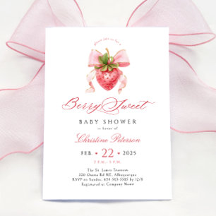 Inbjudan till Coquette Strawberry Baby Shower