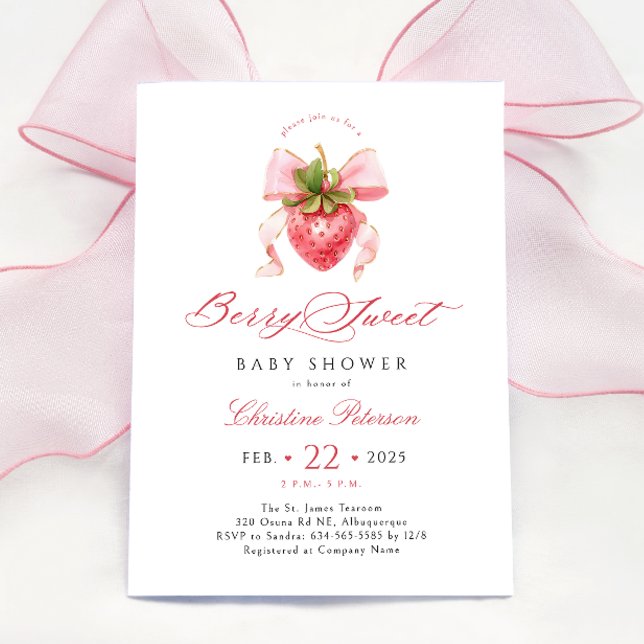 Inbjudan till Coquette Strawberry Baby Shower (Skapare uppladdad)