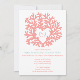 Inbjudan till Coral Heart Aqua Beach Wedding