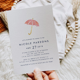 Inbjudan till Coral & Navy Parbrella Baby Shower