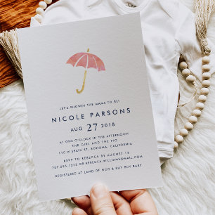 Inbjudan till Coral & Navy Parbrella Baby Shower