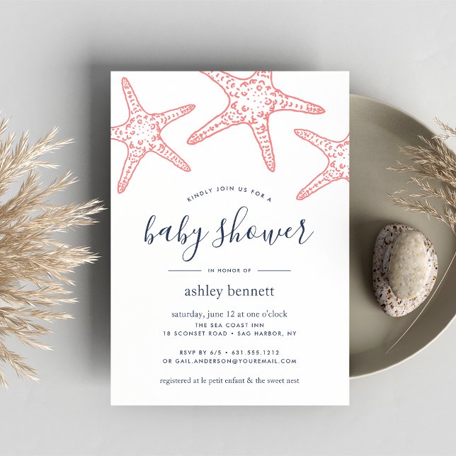 Inbjudan till Coral Starfish Baby Shower (Skapare uppladdad)