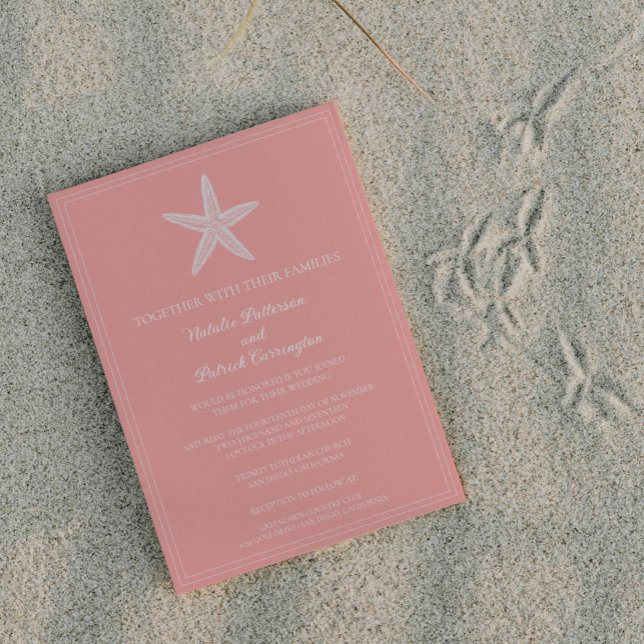 Inbjudan till Coral Starfish bröllop (Coral Starfish Wedding Invitation)