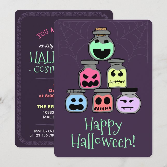 Inbjudan till Costume Party-gruppen happy hallowee (Fram/baksida)