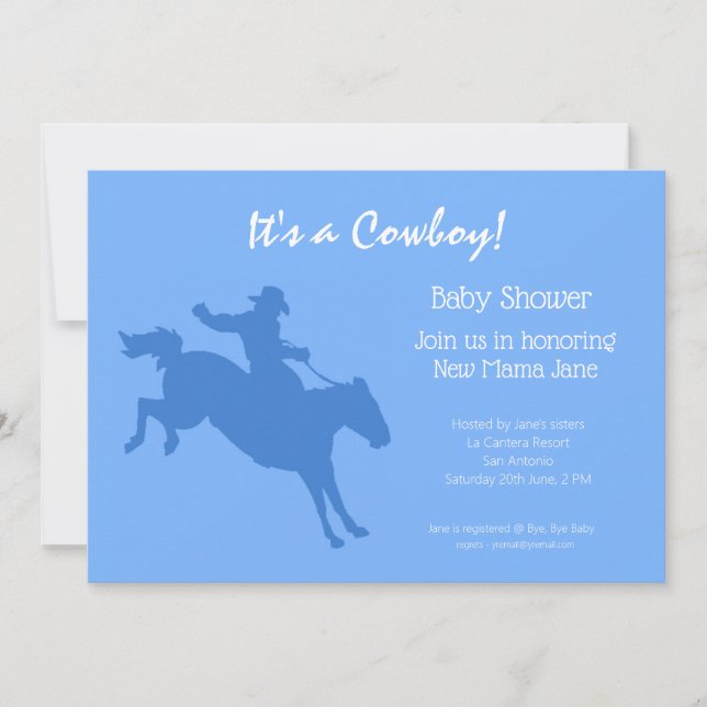 Inbjudan till Cowboy Baby Shower Party Party (Framsida)