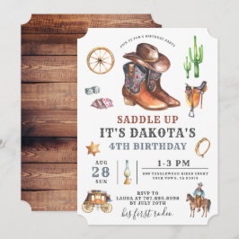 Inbjudan till Cowboy Boy 4e födelsedagen