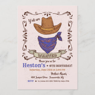 Inbjudan till Cowboy Hat och Blue Bandana