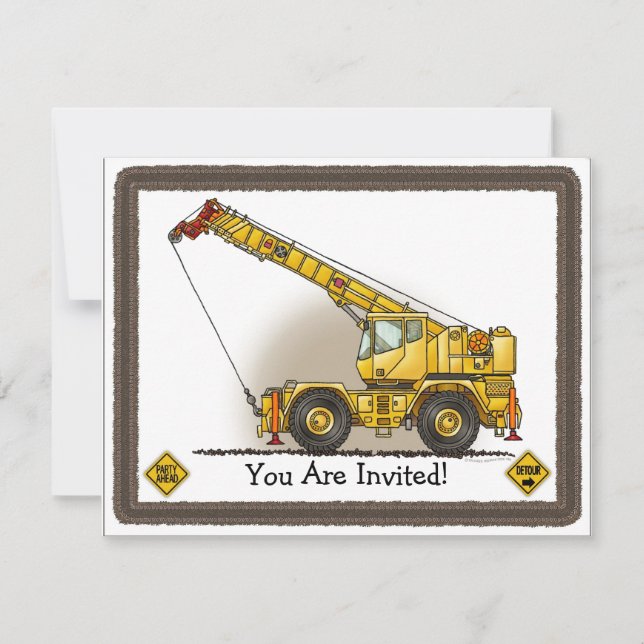 Inbjudan till Crane Construction Kids Party (Framsida)