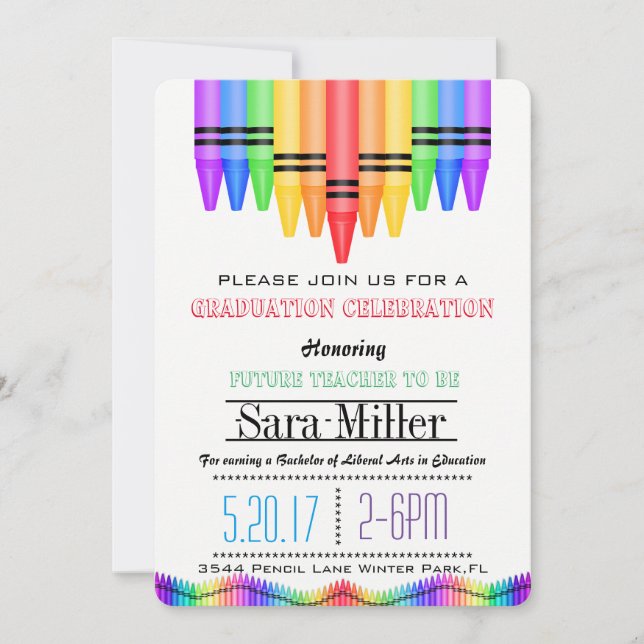 Inbjudan till Crayola Rainbow Teacher Studenten (Framsida)