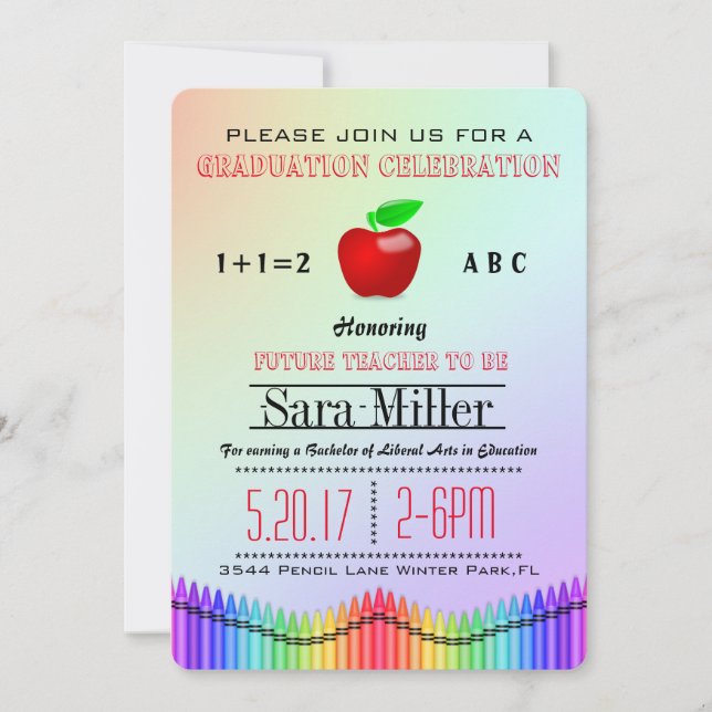 Inbjudan till Crayon- och Apple Teacher-Studenten (Framsida)