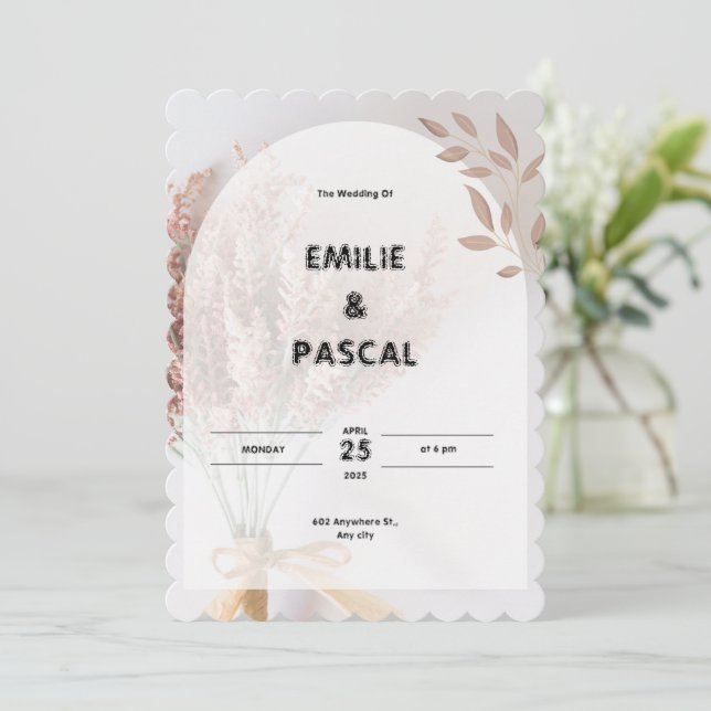 Inbjudan till Cream Aesthetic Wedding (Stående Fram)