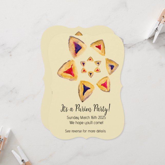 Inbjudan till Cream Hamantaschen Star Purim-partie (Fram/Back In Situ)
