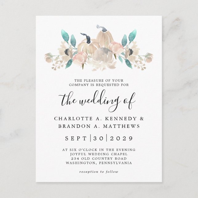 Inbjudan till Cream Pumpkin- och Eucalyptus Fall-C (Framsida)