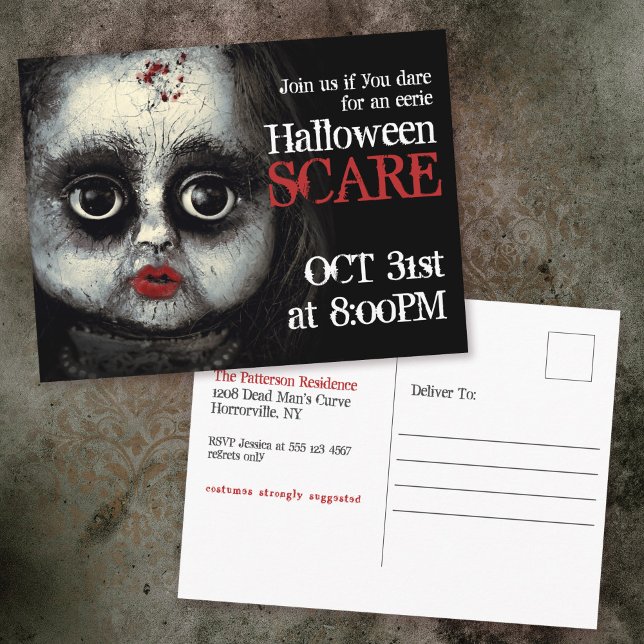 Inbjudan till Creepy Eerie Goth Doll Halloween fes (Skapare uppladdad)