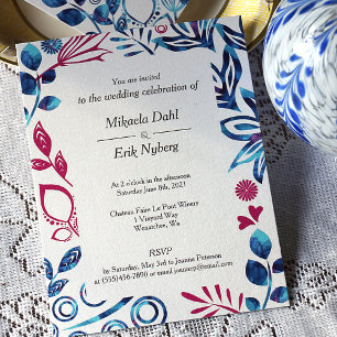 Inbjudan till Crystal Blue och Deep Rosa Wedding