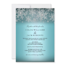 Inbjudan till Crystal Snowflake Blue Winter Weddin