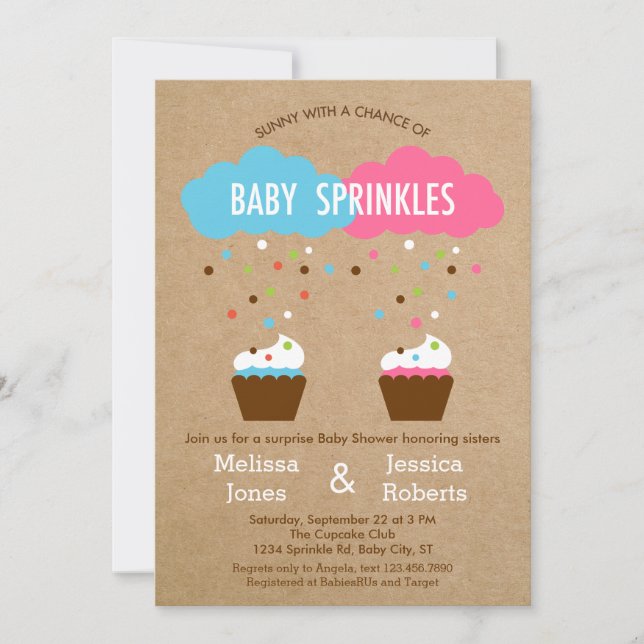 Inbjudan till Cupaka Baby Sprinkle Baby Shower (Framsida)