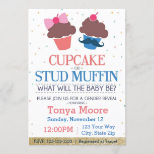 Inbjudan till Cupaka eller Stud Muffin Baby Shower