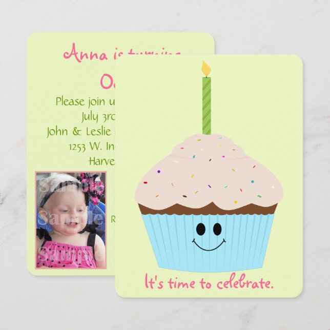 Inbjudan till Cupaka Photo Template Party (Fram/baksida)