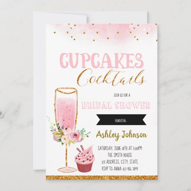 Inbjudan till cupcake- och cocktailparty (Framsida)