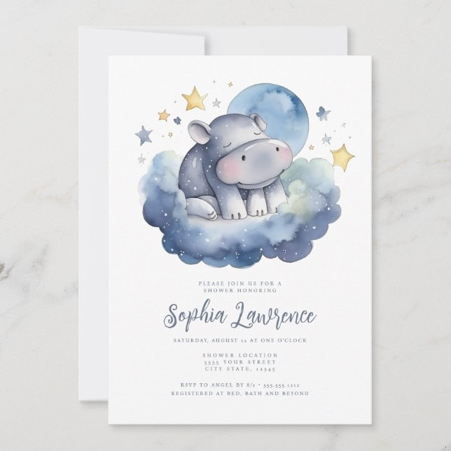 Inbjudan till Cute Baby Elephant Baby Shower (Framsida)