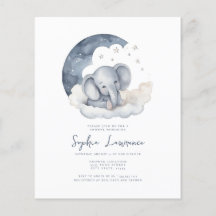Inbjudan till Cute Baby Elephant Baby Shower