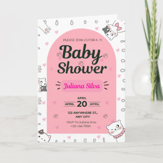 Inbjudan till Cute Baby Shower med Kawaii-katter
