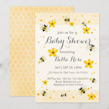 Inbjudan till Cute Bee-mottagning för babykläder