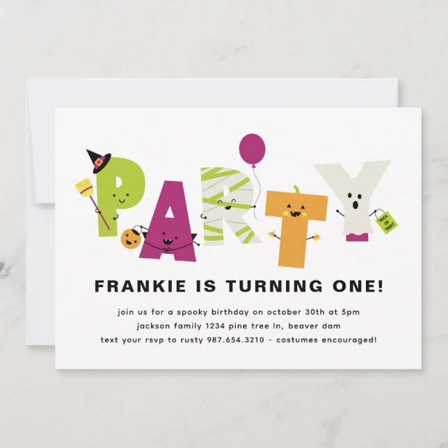 Inbjudan till Cute Birthday Halloween fest (Framsida)