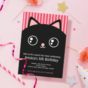 Inbjudan till Cute Black Cat Kattunge Ansikte Barn