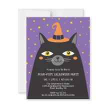 Inbjudan till Cute Black Cat Kids Halloween fest