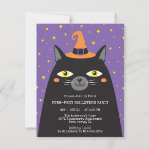 Inbjudan till Cute Black Cat Kids Halloween fest