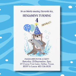 Inbjudan till Cute Boys Blue Sea Otter Birthday