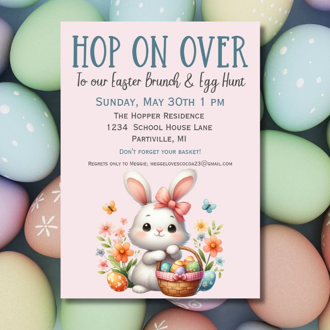 Inbjudan till Cute Bunny Egg Hunt och Påsk Brunch (Skapare uppladdad)