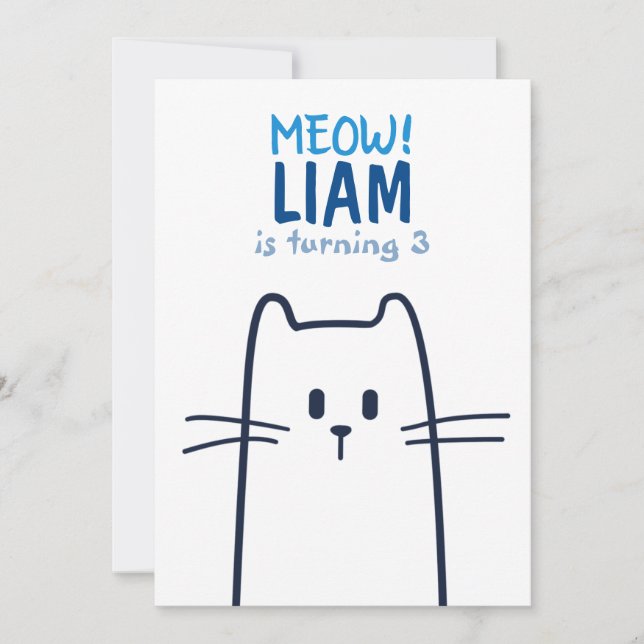 Inbjudan till Cute Cat Birthday (Framsida)