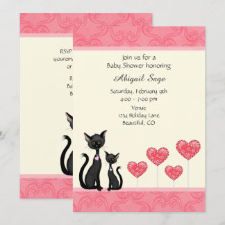 Inbjudan till Cute Cat, Kitten och Hearts Baby Sho