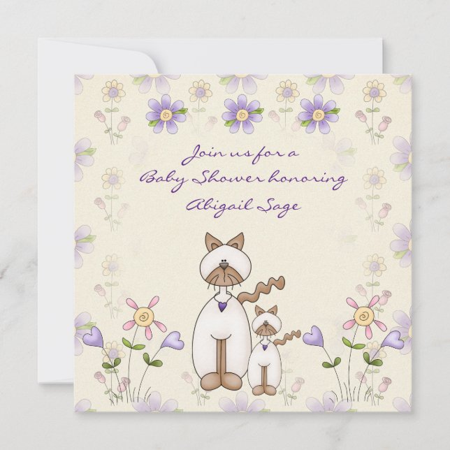 Inbjudan till Cute Cat och Kitten Baby Shower ~ Gi (Framsida)