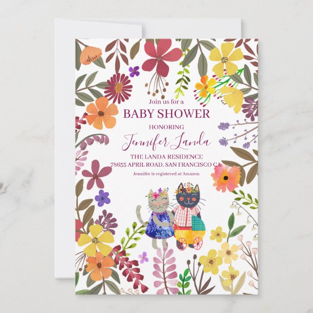 Inbjudan till Cute Cats Baby Shower (Framsida)